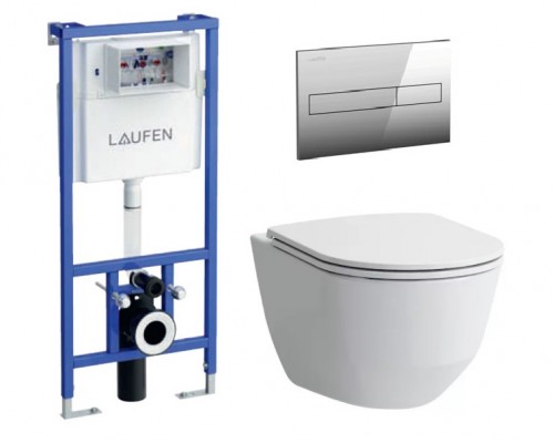 Инсталляция Laufen с безободковым унитазом Laufen Pro Rimless 8.2096.6.000.000.1, сиденье микролифт, комплект