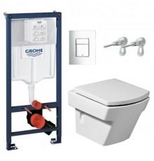 Инсталляция Grohe с унитазом Roca Hall 346627000, сиденье микролифт, комплект   38775001/7.3466.2.700.0/7.8016.2.200.4