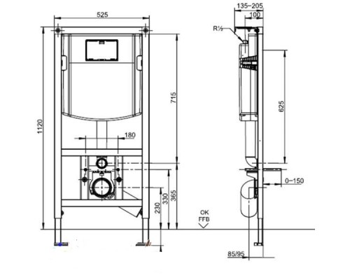 Инсталляция Villeroy&Boch с унитазом Subway 2.0 560010R1, сиденье микролифт клавиша хром, комплект