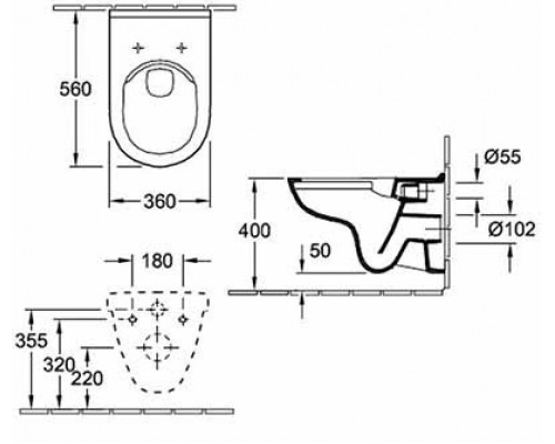 Инсталляция Viega с безободковым унитазом Villeroy&Boch O.novo 5660HR01, сиденье микролифт, комплект (792855-5660HR01)