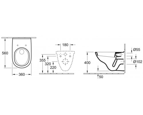 Подвесной унитаз Villeroy&Boch O.novo 5660H101 с сиденьем SoftClose Подвесной унитаз Villeroy&Boch O.novo 5660H101 с сиденьем SoftClose