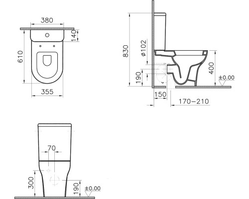 Напольный унитаз Vitra Zentrum 9012B003-7202 крышка микролифт