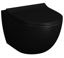 Подвесной безободковый унитаз Vitra Sento 7748B083-0101, крышка микролифт, цвет черный матовый