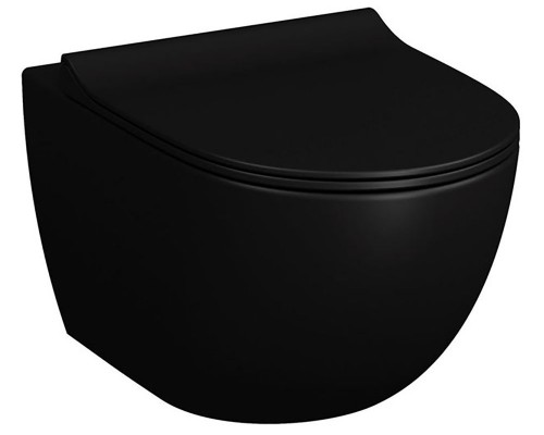 Подвесной безободковый унитаз Vitra Sento 7748B083-0101, крышка микролифт, цвет черный матовый