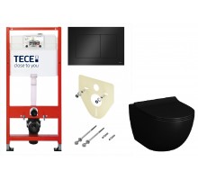 Инсталляции для унитаза TECEbase K440403 с унитазом Vitra Sento 7748B083-0101, крышка микролифт, цвет черный матовый, комплект