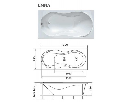 Прямоугольная ванна 1MarKa ENNA 170x75 (01эн1775)