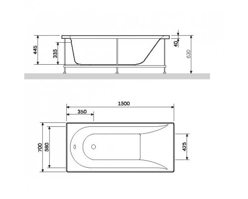 Ванна гидромассажная Am.Pm Spirit 150 х 70 см W72A-150-070W-A2,line