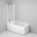 Акриловая ванна Am.Pm Gem 150 x 70 см, W90ASET-150W90BS80CT, с каркасом и шторкой на борт ванны