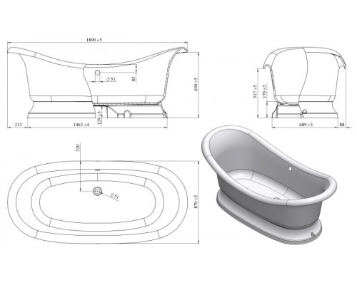 Ванна из литьевого мрамора Astra-Form Мальборо 189 х 87 см