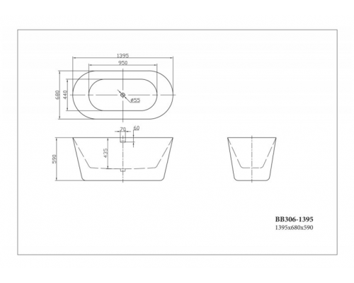 Акриловая ванна BelBagno BB306-1395