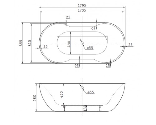 Ванна акриловая BelBagno BB28 179.5 x 85.5 см