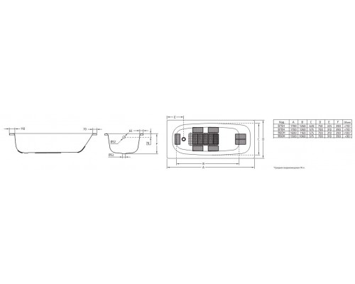 Ванна стальная BLB Universal HG B75H 170 х 75 см, с отв. для ручек, с шумоизоляцией