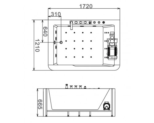 Ванна гидромассажная акриловая Gemy G9226K, 172 х 121 х 66.5 см