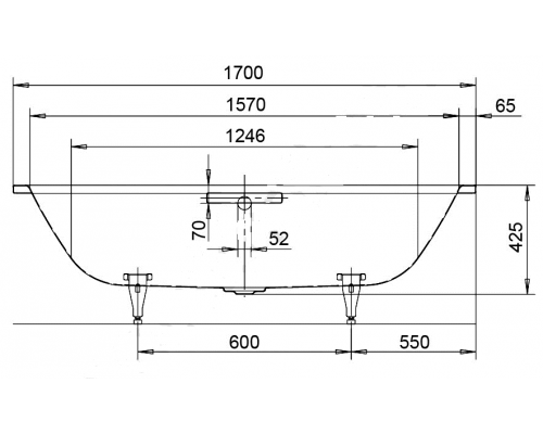 Стальная ванна Kaldewei Asymmetric Duo мод. 740, 170 х 80 х 42 см anti-slip, 2740.3000.0001