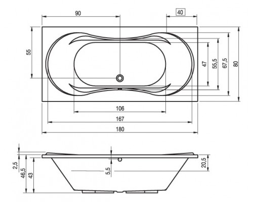 Ванна гидромассажная Riho Supreme 180 x 80 см, JOY