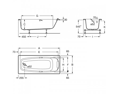 Акриловая ванна Roca Sureste 150x70 ZRU9302778