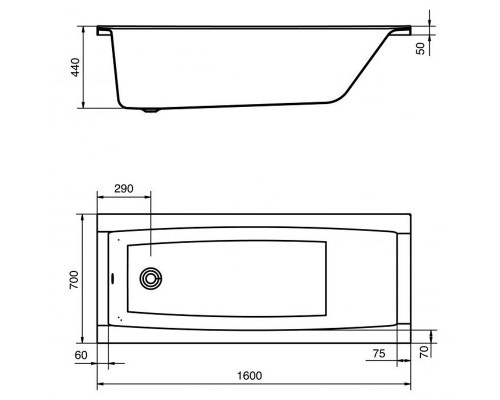 Ванна акриловая Santek Санторини 1.WH30.2.494, 160х70 см, прямоугольная, белая