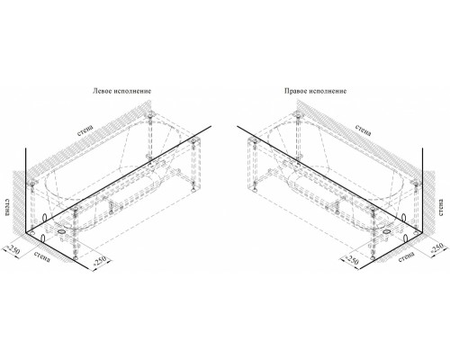 Акриловая ванна Радомир Vannesa Виктория, 170x70 см, с фронтальной панелью и каркасом, 2-78-0-0-1-245Р