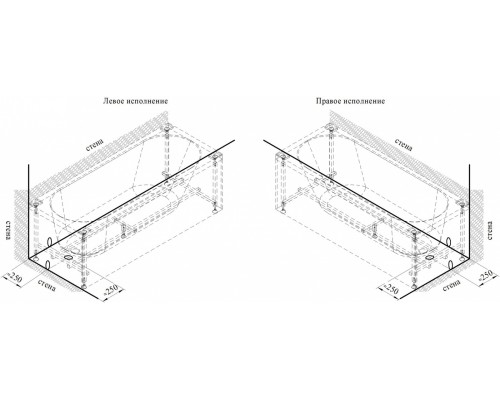 Акриловая ванна Радомир Vannesa Виктория, 170x70 см, с каркасом, 2-01-0-0-1-245Р