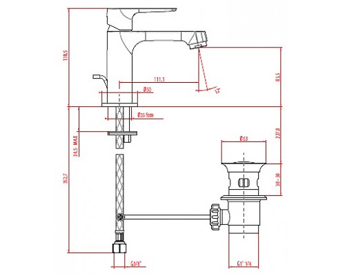 Смеситель Gattoni H2Omix 3041C0cr для раковины