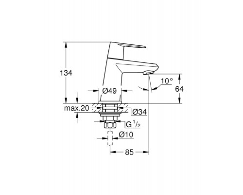 Кран Grohe Eurodisc Cosmopolitan 23051002