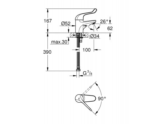 Смеситель Grohe Euroeco Speсial 32789000 для раковины медицинский