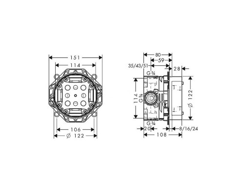 Скрытая часть Hansgrohe Ibox Universal 01800180