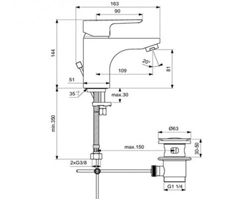 Смеситель Ideal Standard Ceraplan III GRANDE B0704AA для раковины