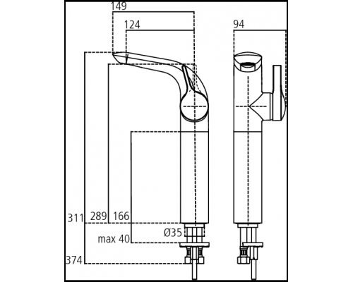 Смеситель Ideal Standard Melange A4266AA одноручковый для умывальника Vessel, под 1 отверстие, гибкая подводка, хром