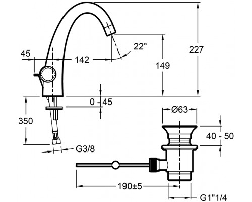 Смеситель Jacob Delafon Elevation E18870 для раковины с донным клапаном