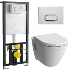 Инсталляция с унитазом Vitra S50 9003B003-7201 сиденье микролифт, клавиша хром