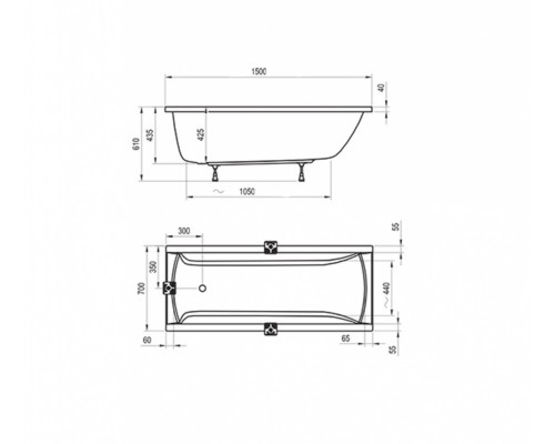 Акриловая ванна Ravak Classic 150х70 см, белая, C521000000