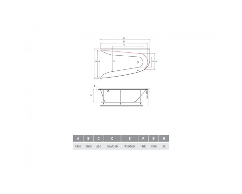 Ванна акриловая Vayer Boomerang 170.090.045.1, 170 х 90 см