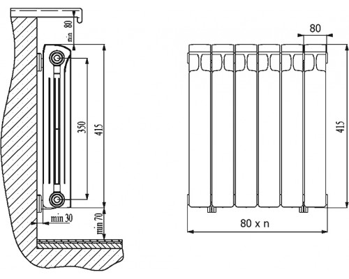 Радиатор биметаллический Rifar Monolit 350 6 секций