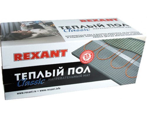 Теплый пол Rexant Classic RNX -5,0-750: площадь обогрева 5 кв.м., мощность 750 Вт