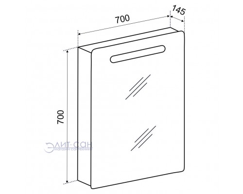 Зеркальный шкаф Emmy ДОННА 70 с подсветкой Правое