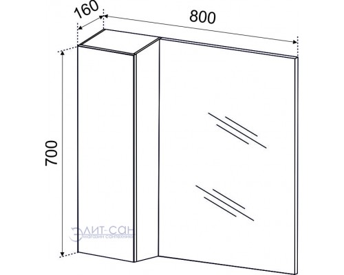Зеркало со шкафчиком Emmy Стоун 80 Левый