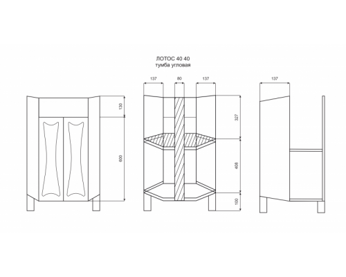 Тумба под раковину Misty Лотос - 40 х 40 Тумба угловая Э-Лот01040-01Уг