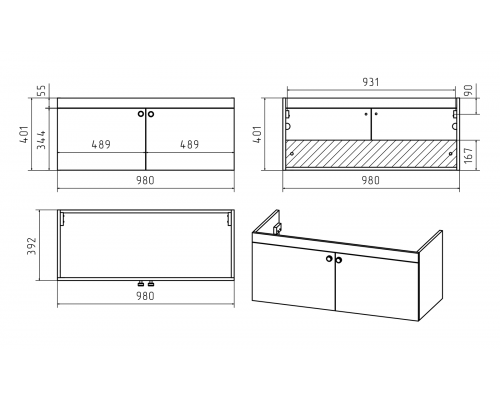 Тумба под раковину Misty Тондо - 100 подвесная белая П-Тон09100-012