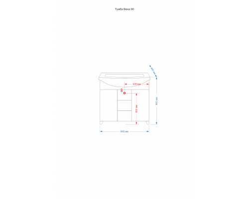 Тумба под раковину Misty Vena 90 тумба бордо Л-Вен01090-1033Я