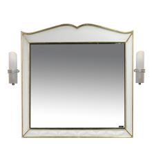 Зеркало Misty Анжелика - 100 Зеркало белое сусальное золотосо светильниками Л-Анж02100-391Св