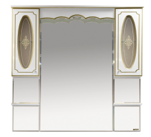 Зеркальный шкаф Misty Монако -120 Зеркало - шкаф белая патина/стекло Л-Мнк04120-013Л