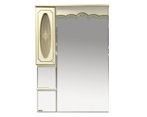 Зеркальный шкаф Misty Монако - 80 Зеркало - шкаф лев. бежевая патина/стекло Л-Мнк02080-033Л