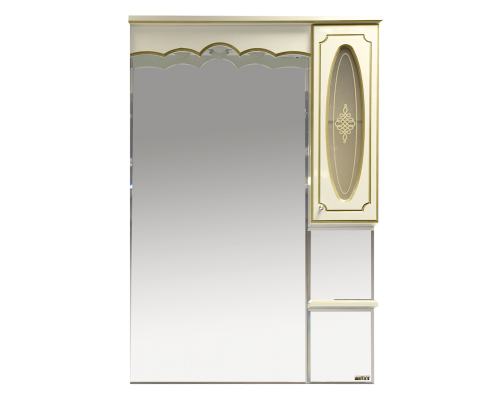 Зеркальный шкаф Misty Монако - 80 Зеркало - шкаф прав. беж патина/стекло Л-Мнк02080-033П