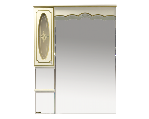 Зеркальный шкаф Misty Монако - 90 Зеркало - шкаф лев. бежевая патина/стекло Л-Мнк02090-033Л