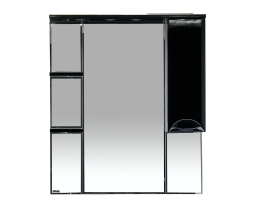 Зеркальный шкаф Misty Жасмин - 85 Зеркало - шкаф прав. (свет) чёрная плёнка П-Жас02085-022СвП