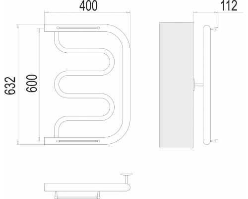 Полотенцесушитель Terminus Фокстрот (1")600х400