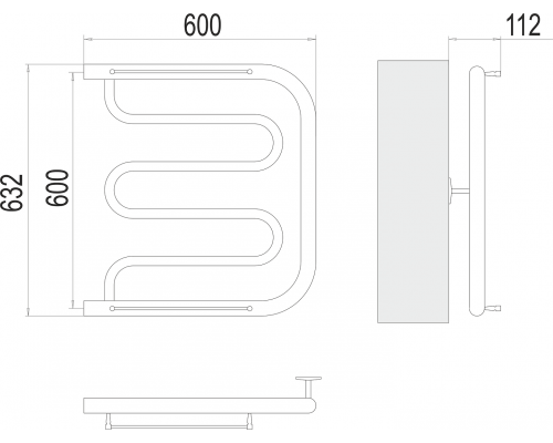 Полотенцесушитель Terminus Фокстрот (1")600х600