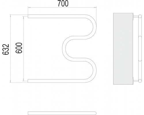 Полотенцесушитель Terminus М-образный 1" БШ 600х700