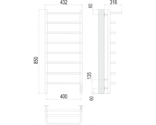 Полотенцесушитель Terminus Полка П8 400х850 электро